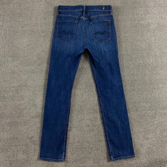 7 For All Mankind Slimmy Jeans Men's 29 Measures 31.5 x 32.75 Blue Stretch - Picture 3 of 14